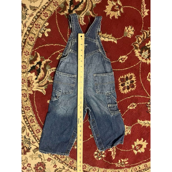 Vintage OshKosh Blue Denim Cargo Carpenter Overalls Size 24 Months - Picture 5 of 6